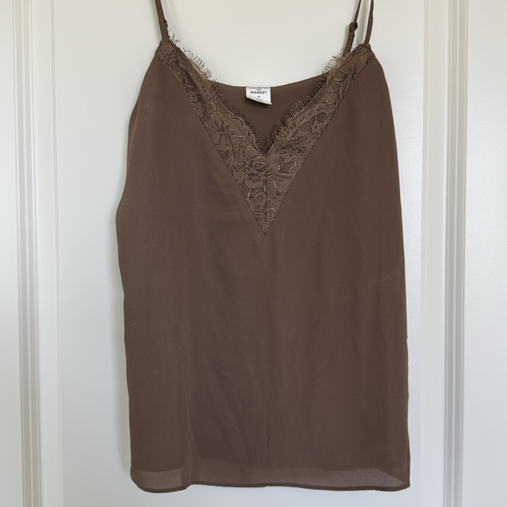 Melrose and Market Brown Lace Fitted Camisole